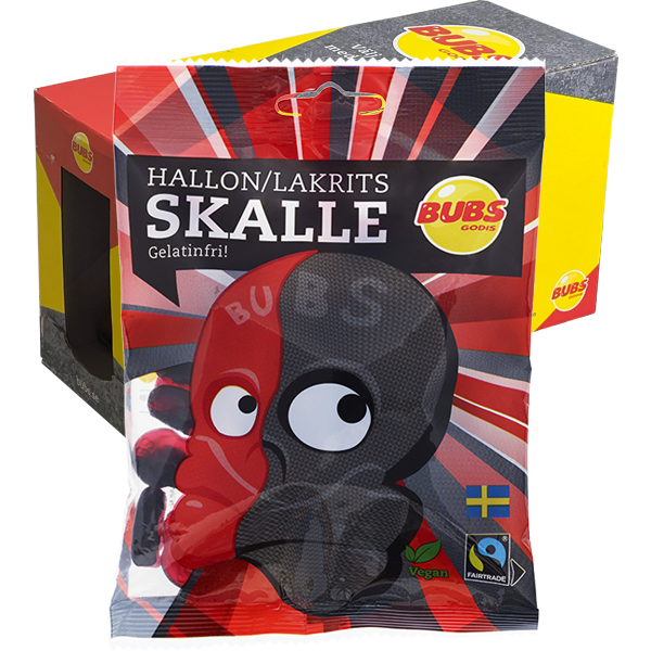 Bubs Raspberry Licorice Skull 3.17 oz x 16 pc
